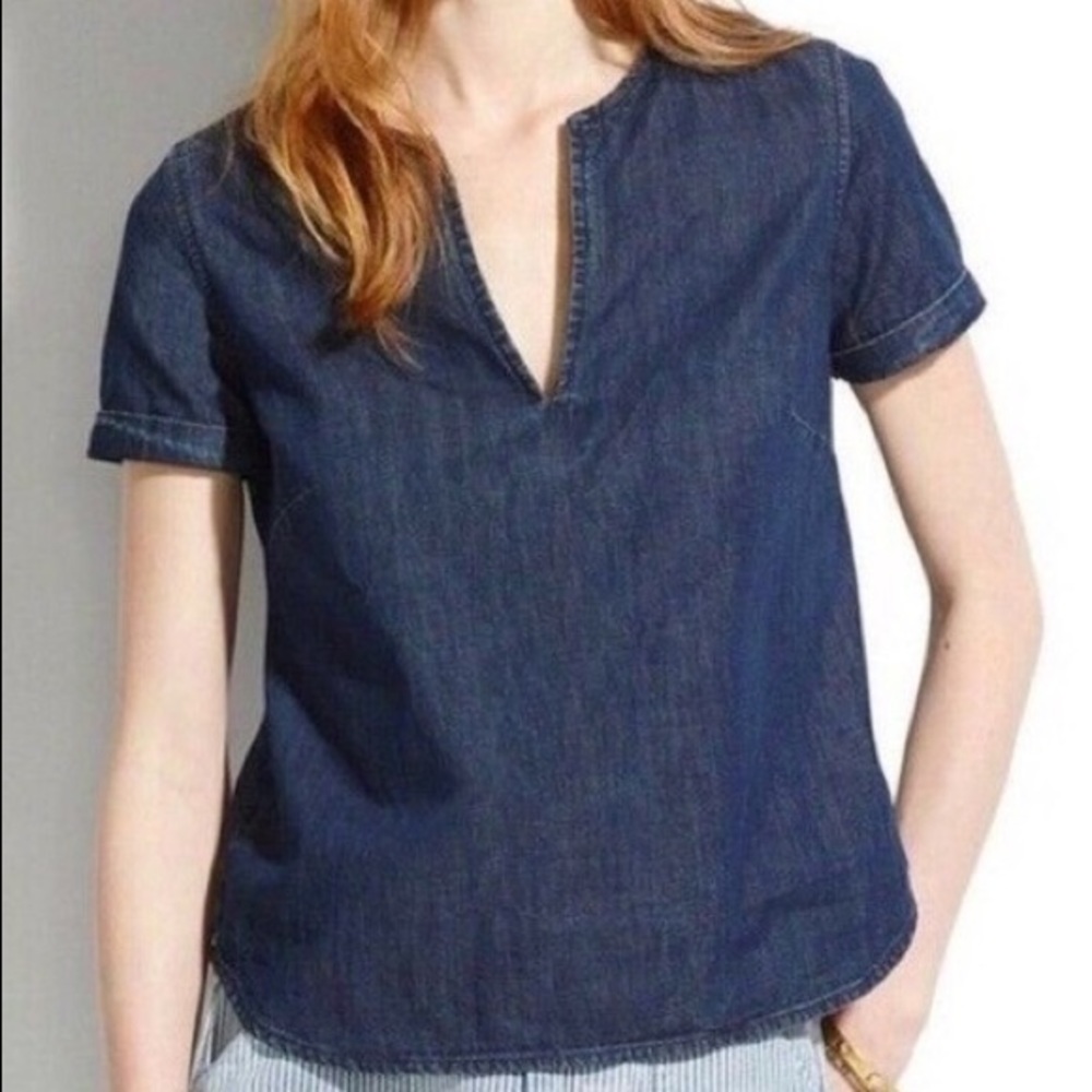 Madewell Denim V Neck Short Sleeve Top